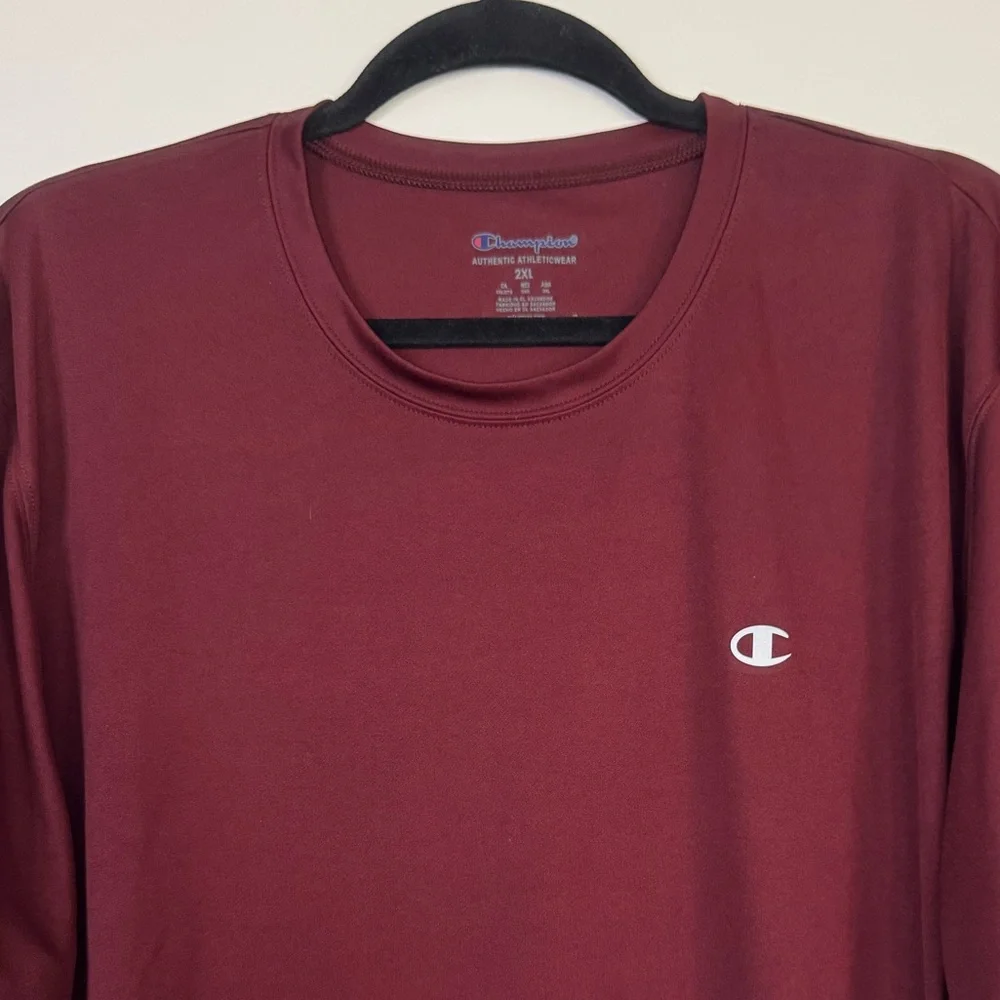Champion Men's Burgundy Athletic T-Shirt 2XL Short Sleeve Logo Tee - Picture 2 of 4
